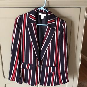 H&M Navy/red striped blazer
